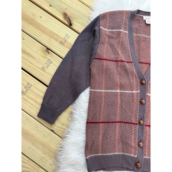 Vintage John Meyer Wool Stripe Chevron Button Sweater Cardigan - Picture 3 of 6